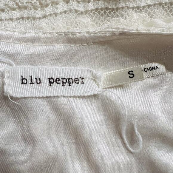 BLU PEPPER Women’s Ivory Layered Dress Short Sleeve Size Small (A0126) - Picture 7 of 7